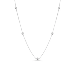 18K WHITE GOLD DIAMONDS BY THE INCH 5 STATION NECKLACE