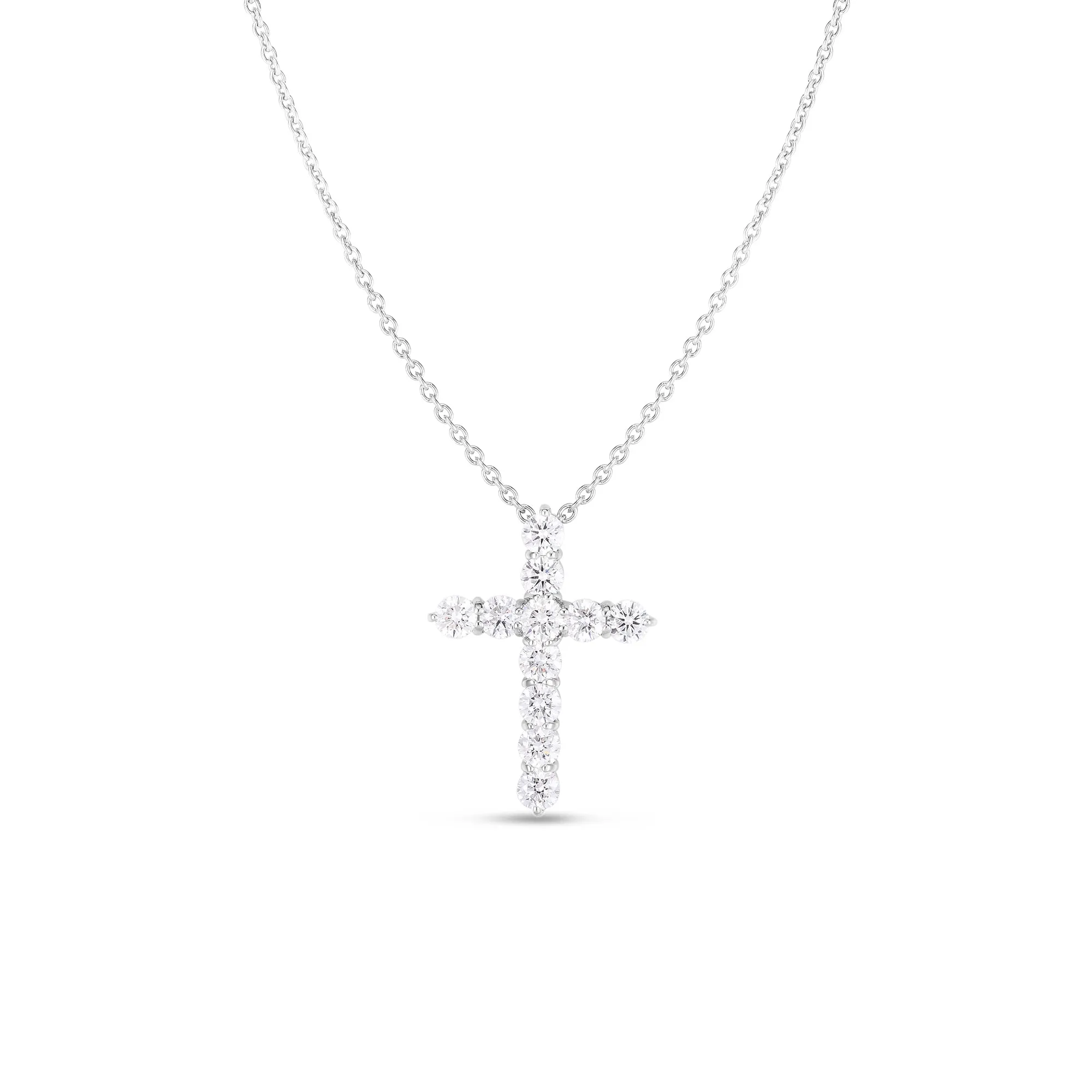 18K WHITE GOLD TINY TREASURES DIAMOND SLIVER CROSS NECKLACE