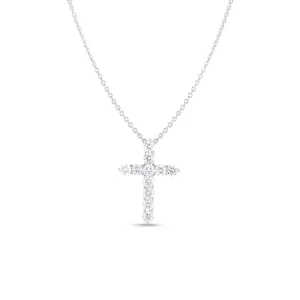 18K WHITE GOLD TINY TREASURES DIAMOND SLIVER CROSS NECKLACE