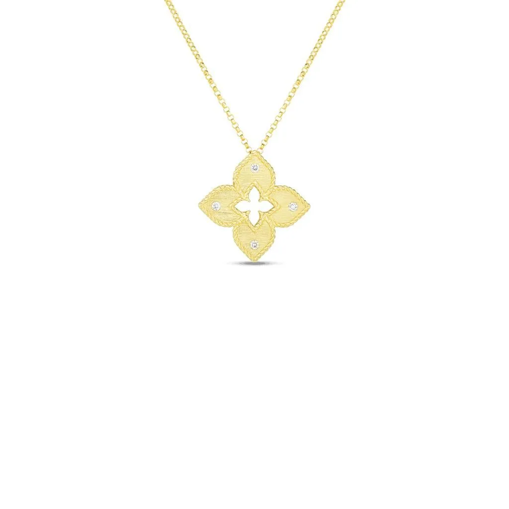 18K Yellow Gold Roberto Coin Diamond Petite Venetian Necklace