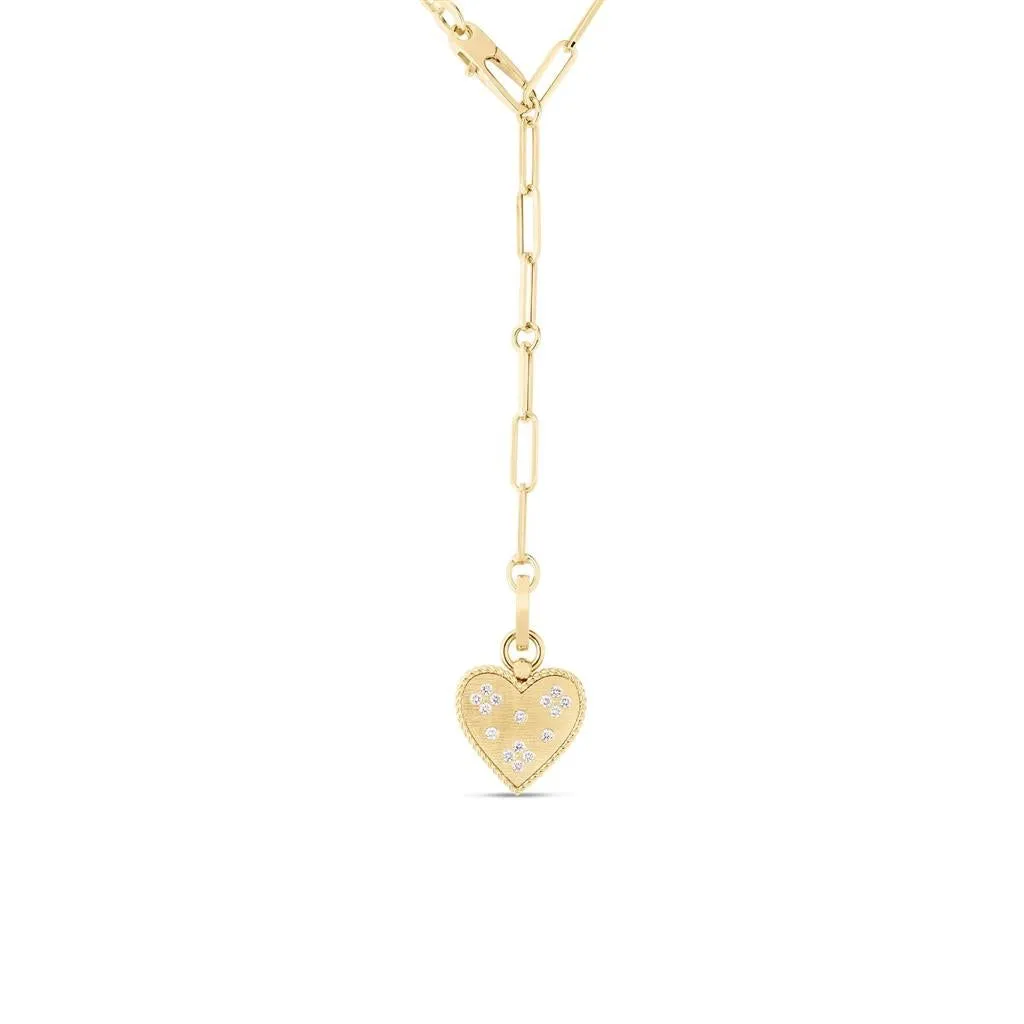 18K Yellow Gold Roberto Coin Venetian Princess Small Heart Medallion Necklace