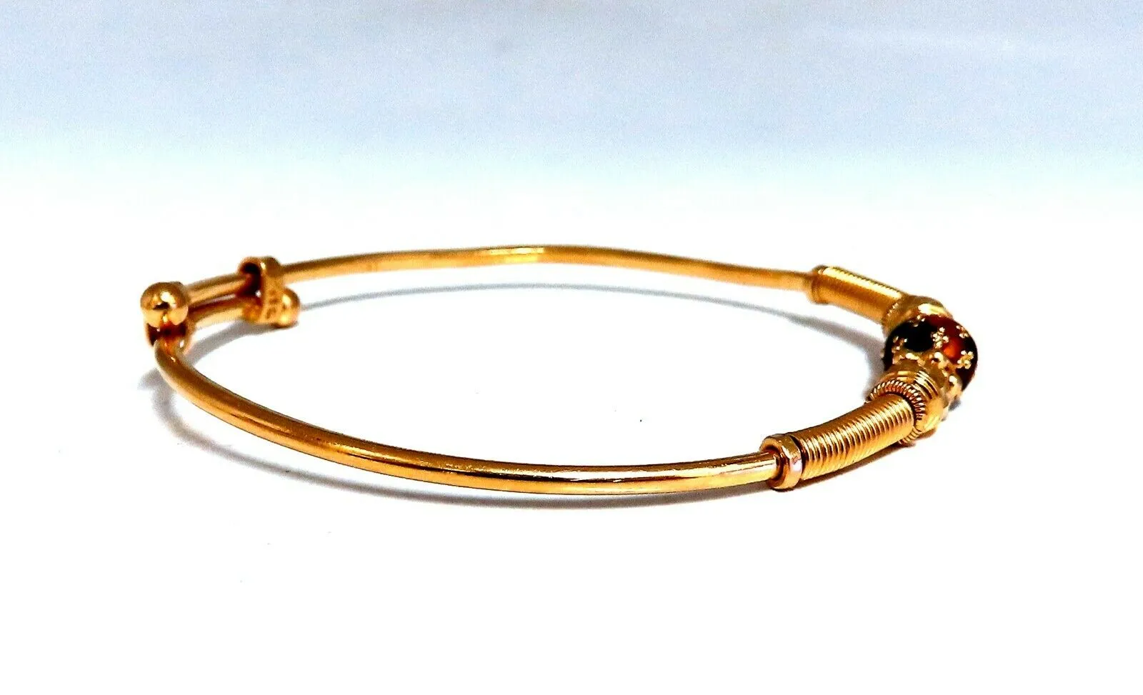 18kt Twin Girl's Bangle Bracelets Adjustable Interlocking Vintage Mod