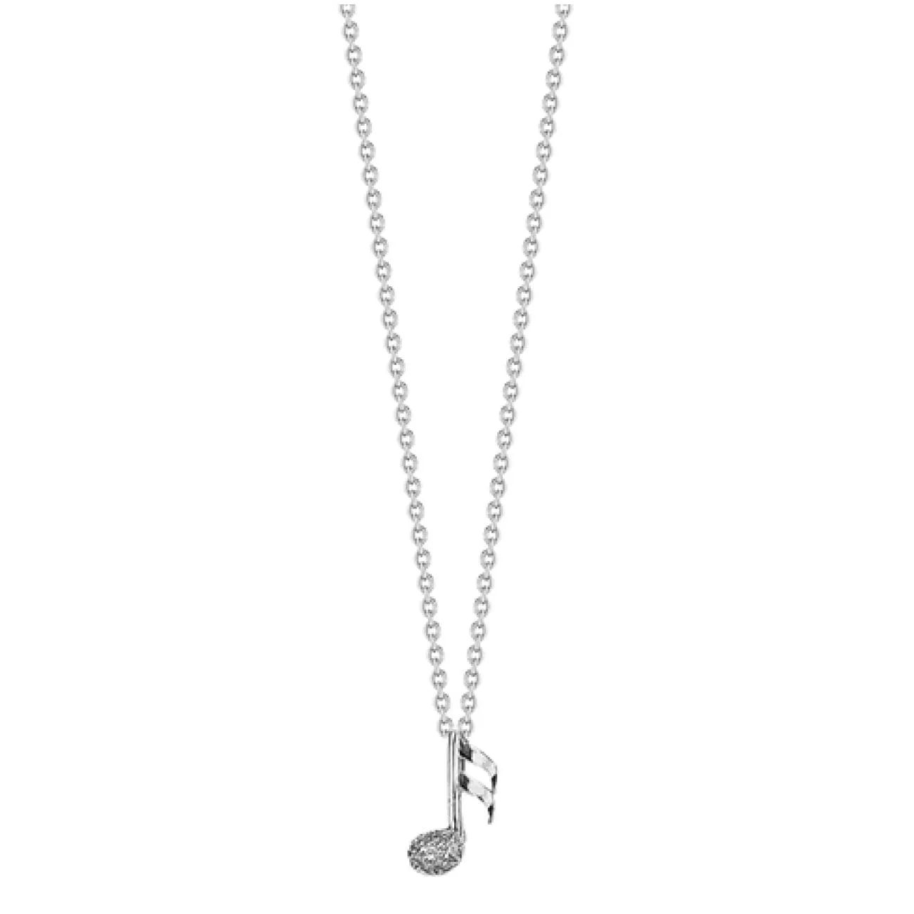 18KT White Gold Diamond Note Necklace