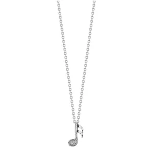 18KT White Gold Diamond Note Necklace