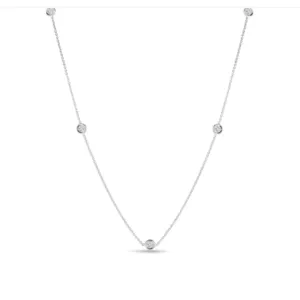 18KT White Gold Five Bezel Set Diamond Station Necklace