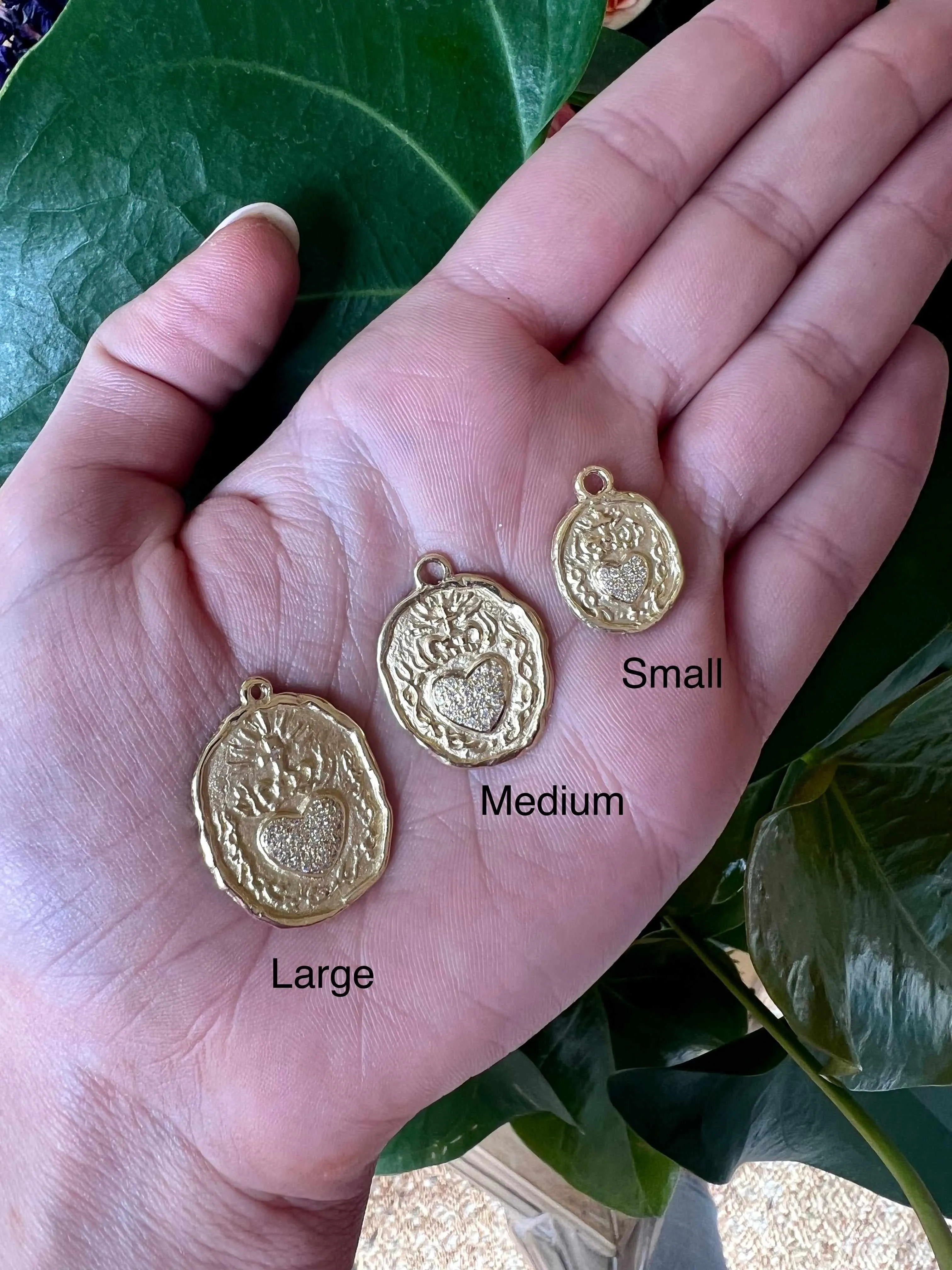 18KY Wisdom Heart Coin with Pave