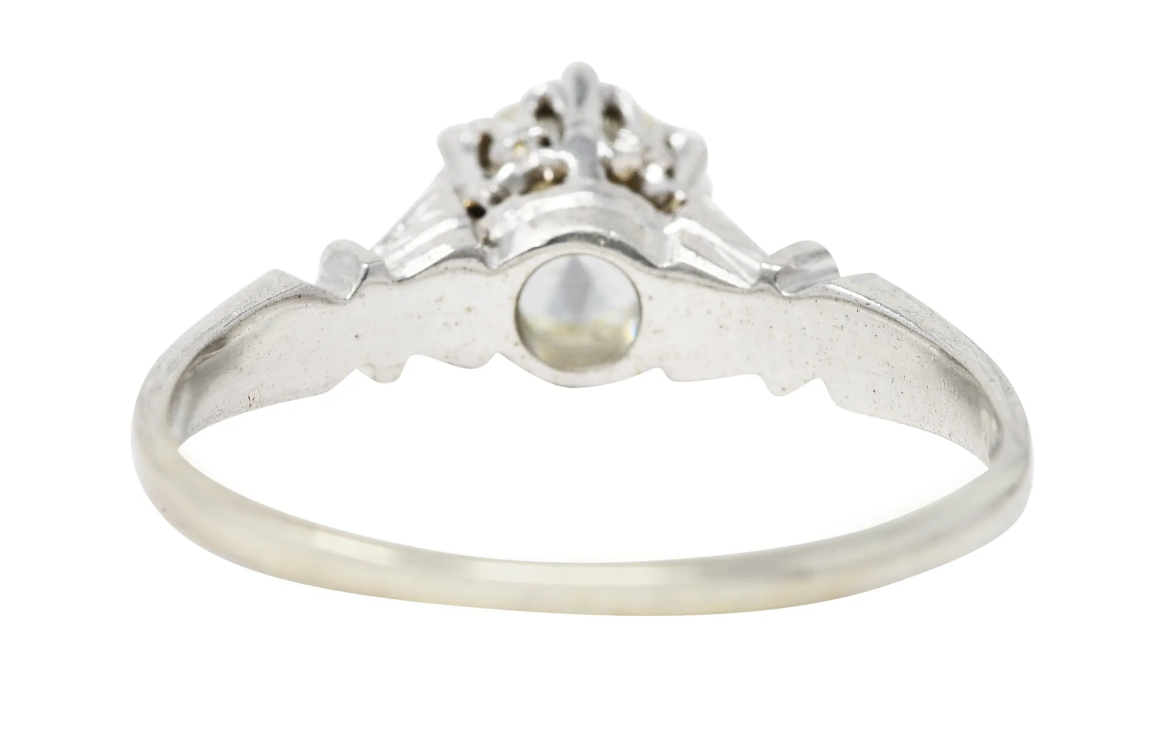 1930's Art Deco 0.56 CTW Old European Diamond 14 Karat White Gold Engagement Ring