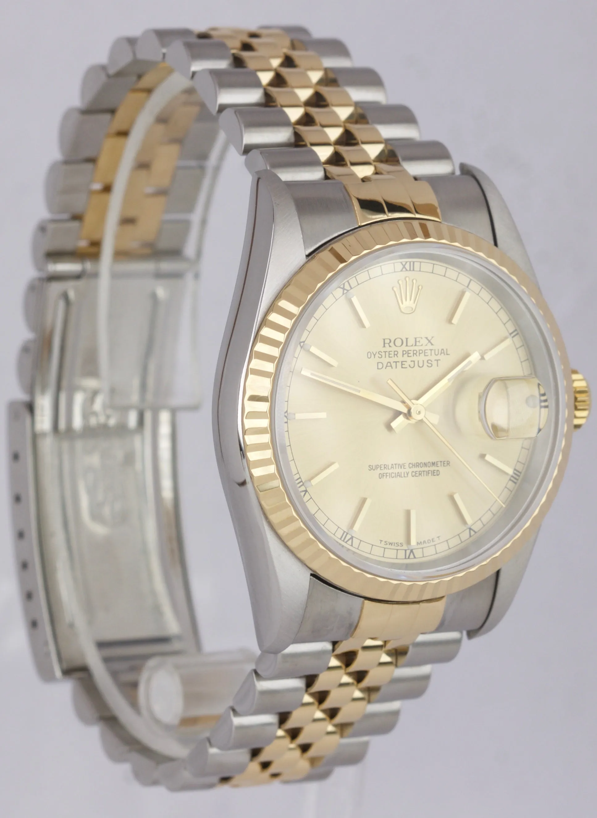 1995 Rolex DateJust 36mm Two-Tone Champagne Steel Gold Jubilee Watch 16233