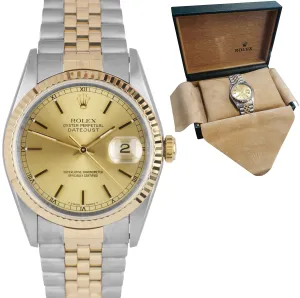 1995 Rolex DateJust 36mm Two-Tone Champagne Steel Gold Jubilee Watch 16233