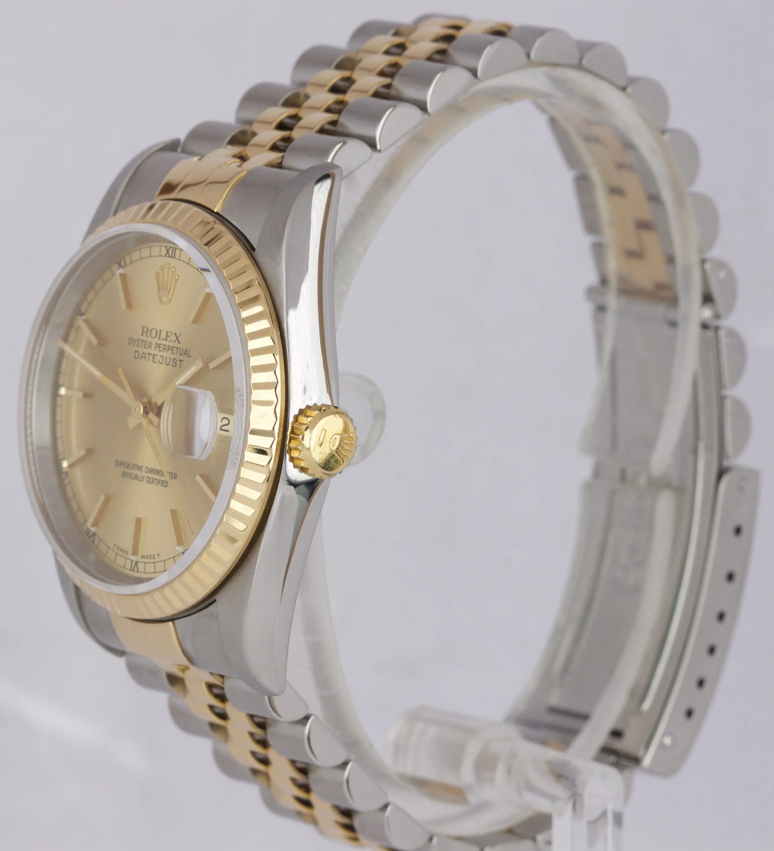 1995 Rolex DateJust 36mm Two-Tone Champagne Steel Gold Jubilee Watch 16233