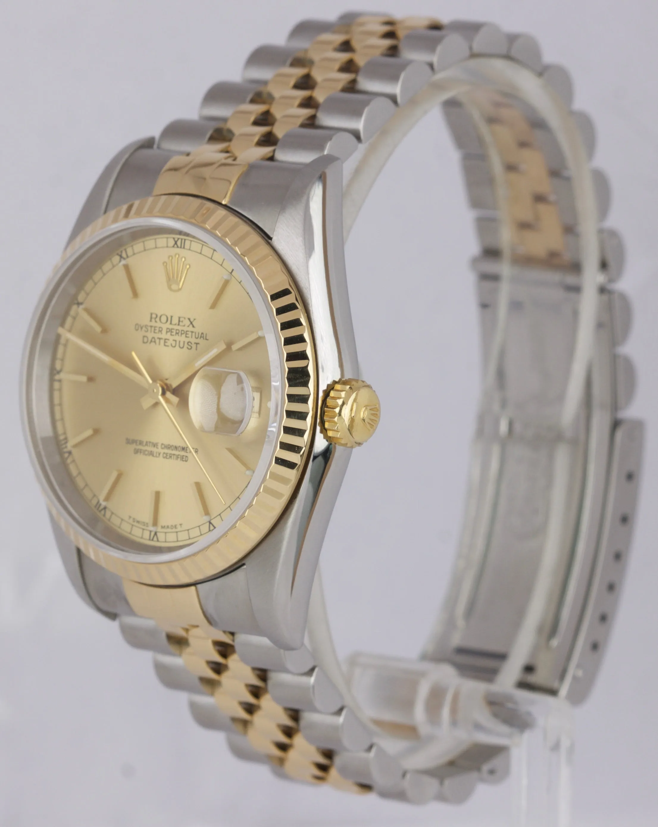 1995 Rolex DateJust 36mm Two-Tone Champagne Steel Gold Jubilee Watch 16233