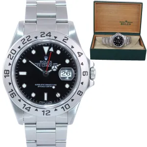 1996 TRITIUM Rolex Explorer II 16570 Stainless Steel Black Dial GMT 40mm Watch
