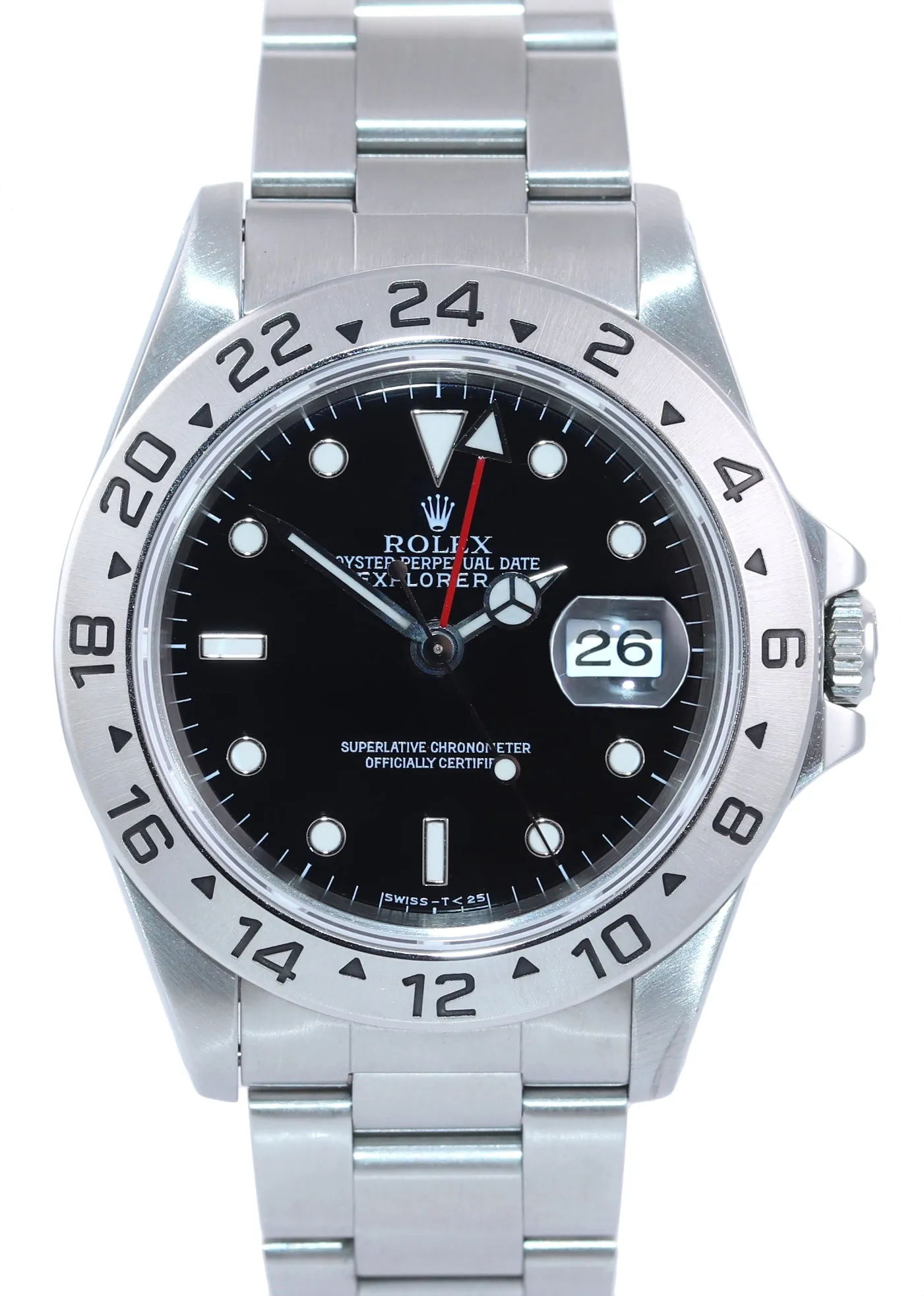 1996 TRITIUM Rolex Explorer II 16570 Stainless Steel Black Dial GMT 40mm Watch