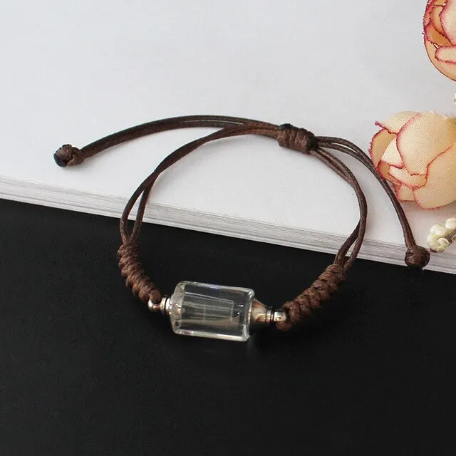 1PC Crystal Vial Bracelets  Wishing bracelets Premade Woven Cotton Bracelet  Name on Rice Bracelet Mothers Day Gift