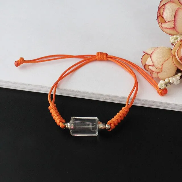 1PC Crystal Vial Bracelets  Wishing bracelets Premade Woven Cotton Bracelet  Name on Rice Bracelet Mothers Day Gift