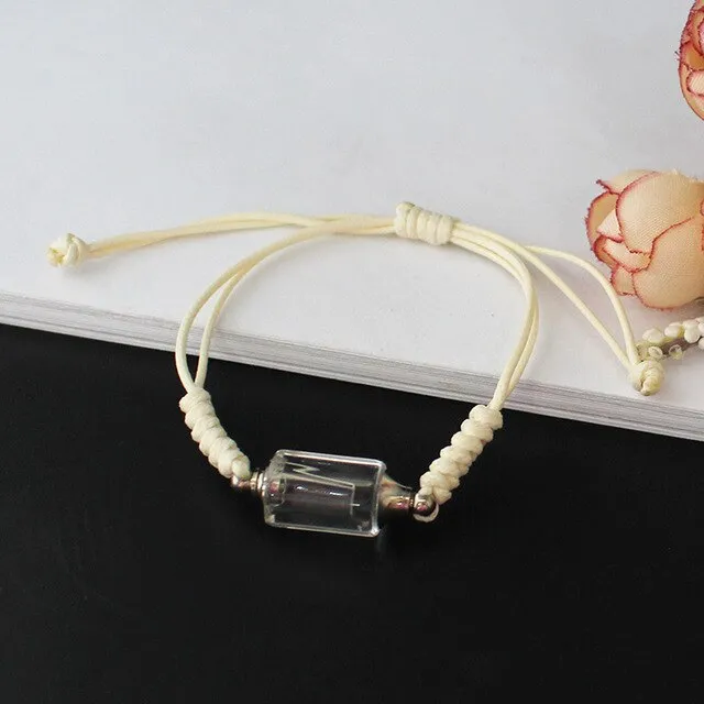 1PC Crystal Vial Bracelets  Wishing bracelets Premade Woven Cotton Bracelet  Name on Rice Bracelet Mothers Day Gift