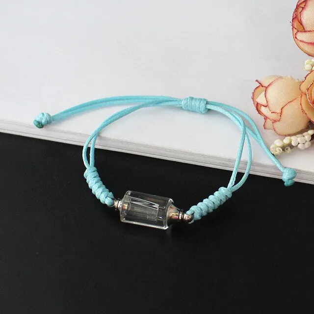 1PC Crystal Vial Bracelets  Wishing bracelets Premade Woven Cotton Bracelet  Name on Rice Bracelet Mothers Day Gift