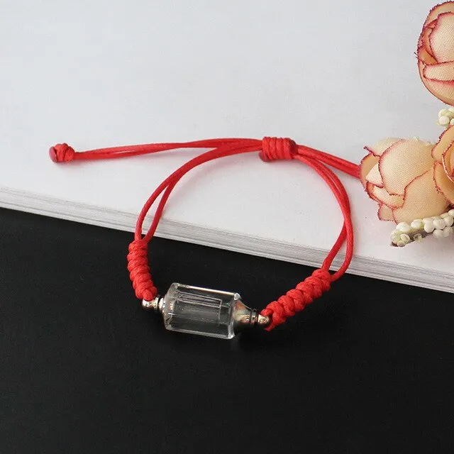 1PC Crystal Vial Bracelets  Wishing bracelets Premade Woven Cotton Bracelet  Name on Rice Bracelet Mothers Day Gift