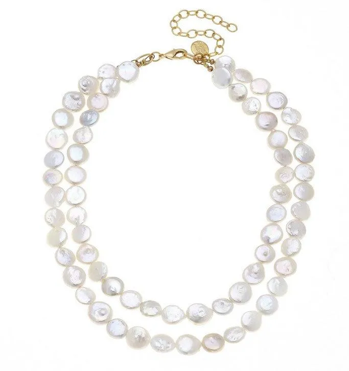 2 Row Genuine Coin Pearl Necklace