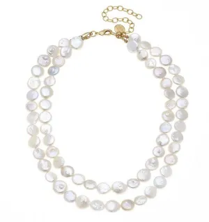 2 Row Genuine Coin Pearl Necklace