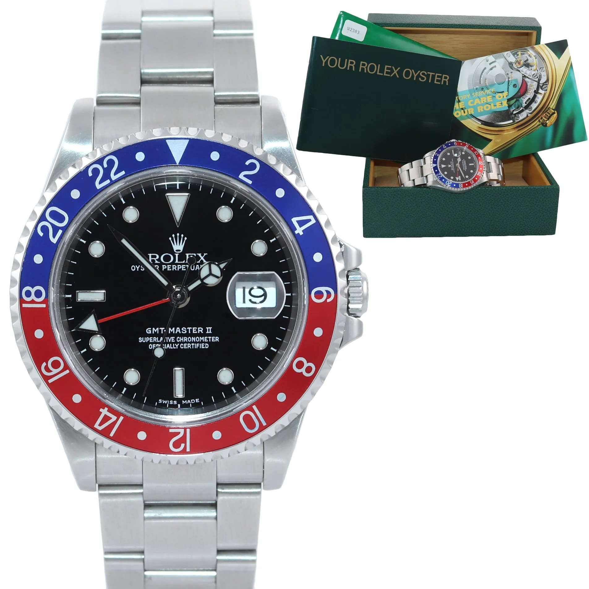 2001 MINT Rolex GMT-Master II Pepsi Steel Blue Red 16710 Watch Watch SEL Box