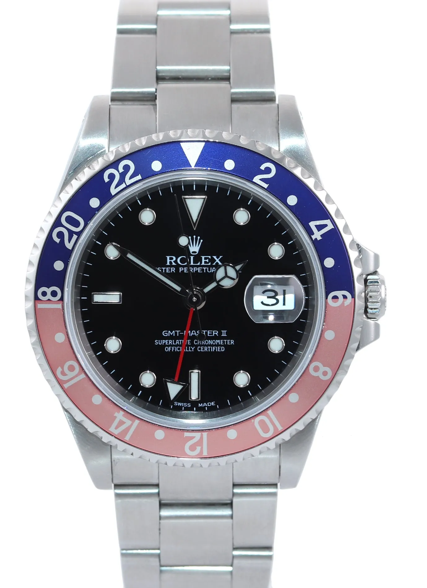 2003 BLRO PAPERS Rolex GMT-Master 2 Pepsi Red Blue SEL Steel 16710 40mm Watch