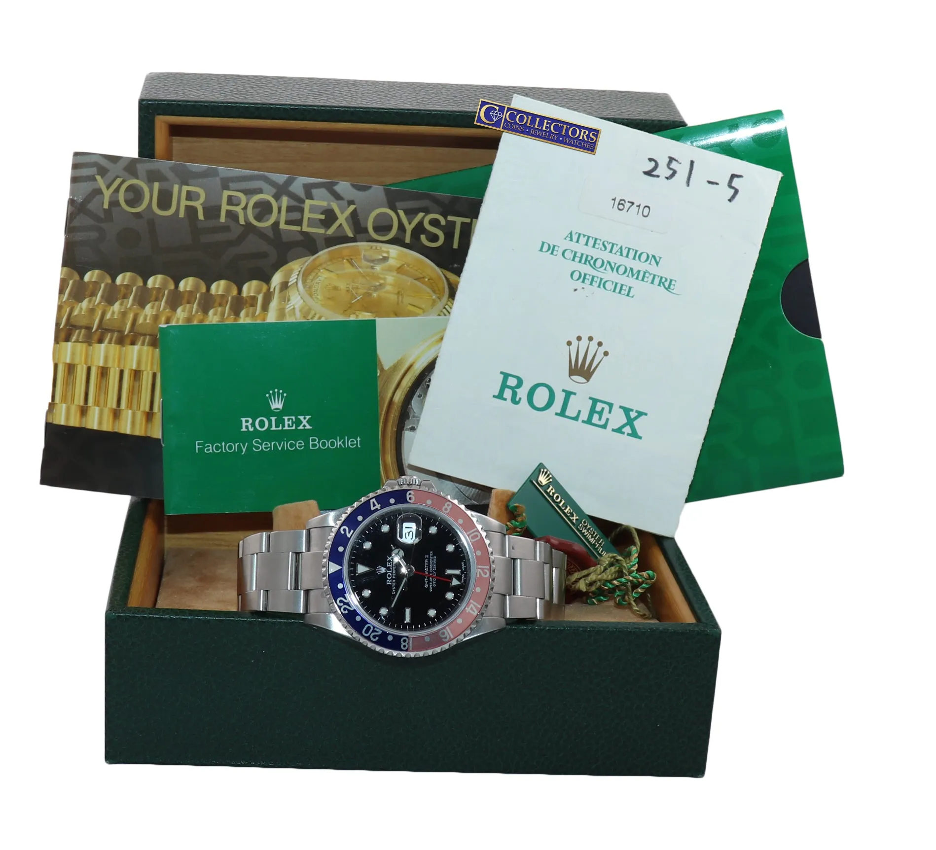 2003 BLRO PAPERS Rolex GMT-Master 2 Pepsi Red Blue SEL Steel 16710 40mm Watch