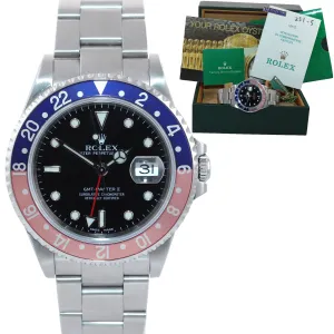 2003 BLRO PAPERS Rolex GMT-Master 2 Pepsi Red Blue SEL Steel 16710 40mm Watch