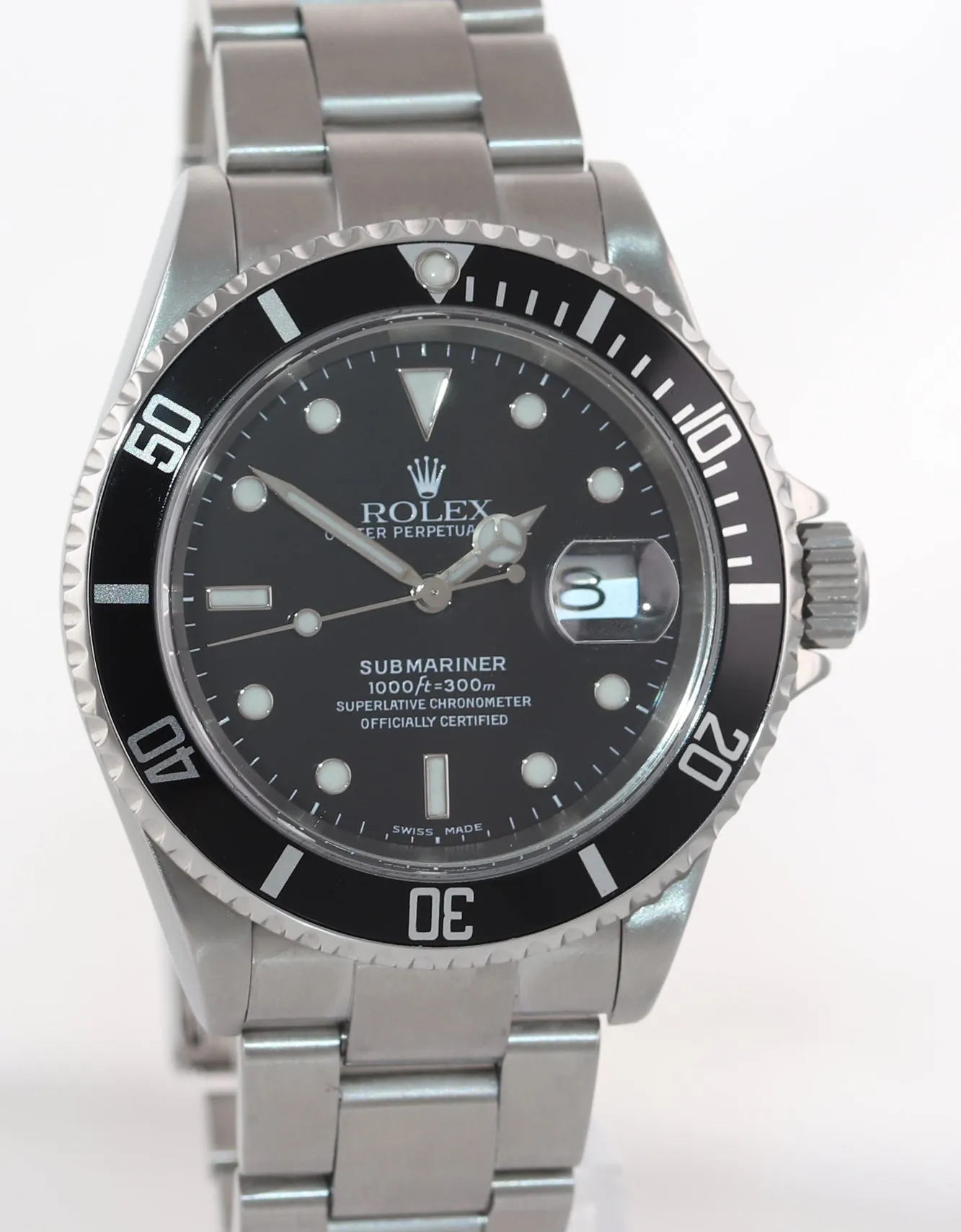 2004 Rolex Submariner 16610 Steel Black Dial 40mm No Holes Case Watch Box