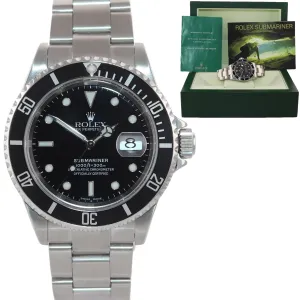 2004 Rolex Submariner 16610 Steel Black Dial 40mm No Holes Case Watch Box