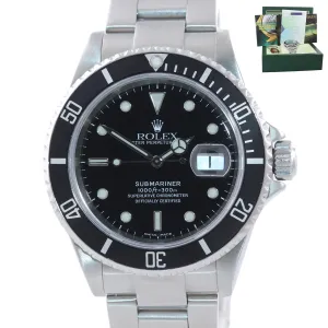 2005 PAPERS MINT Rolex Submariner Date 16610 Steel Black NO HOLES Watch Box