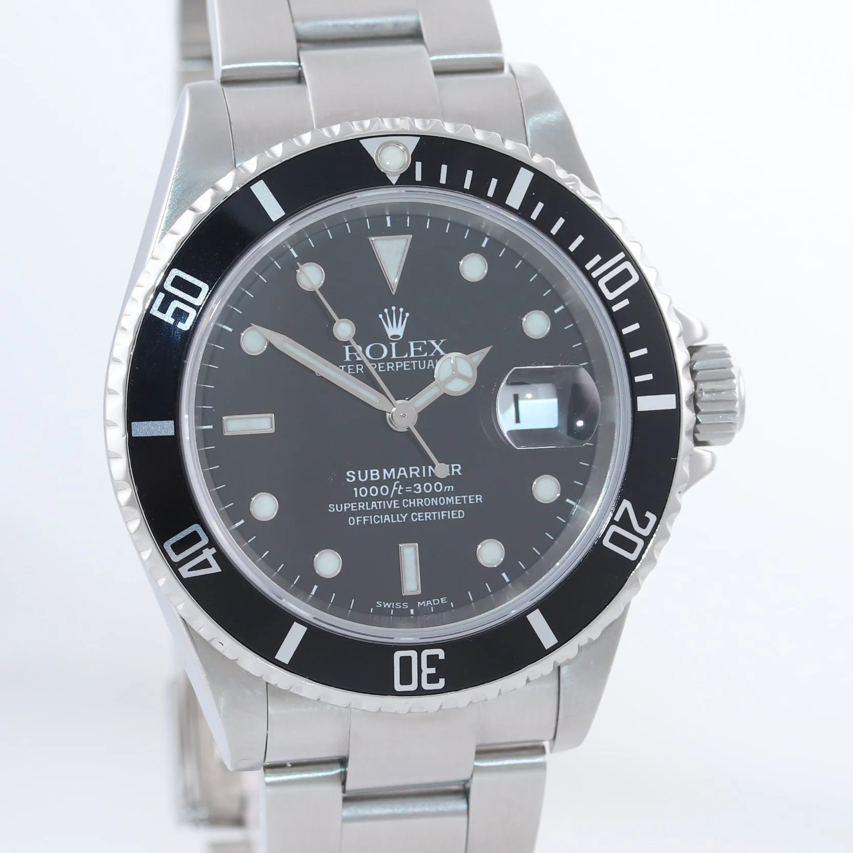 2005 PAPERS MINT Rolex Submariner Date 16610 Steel Black NO HOLES Watch Box