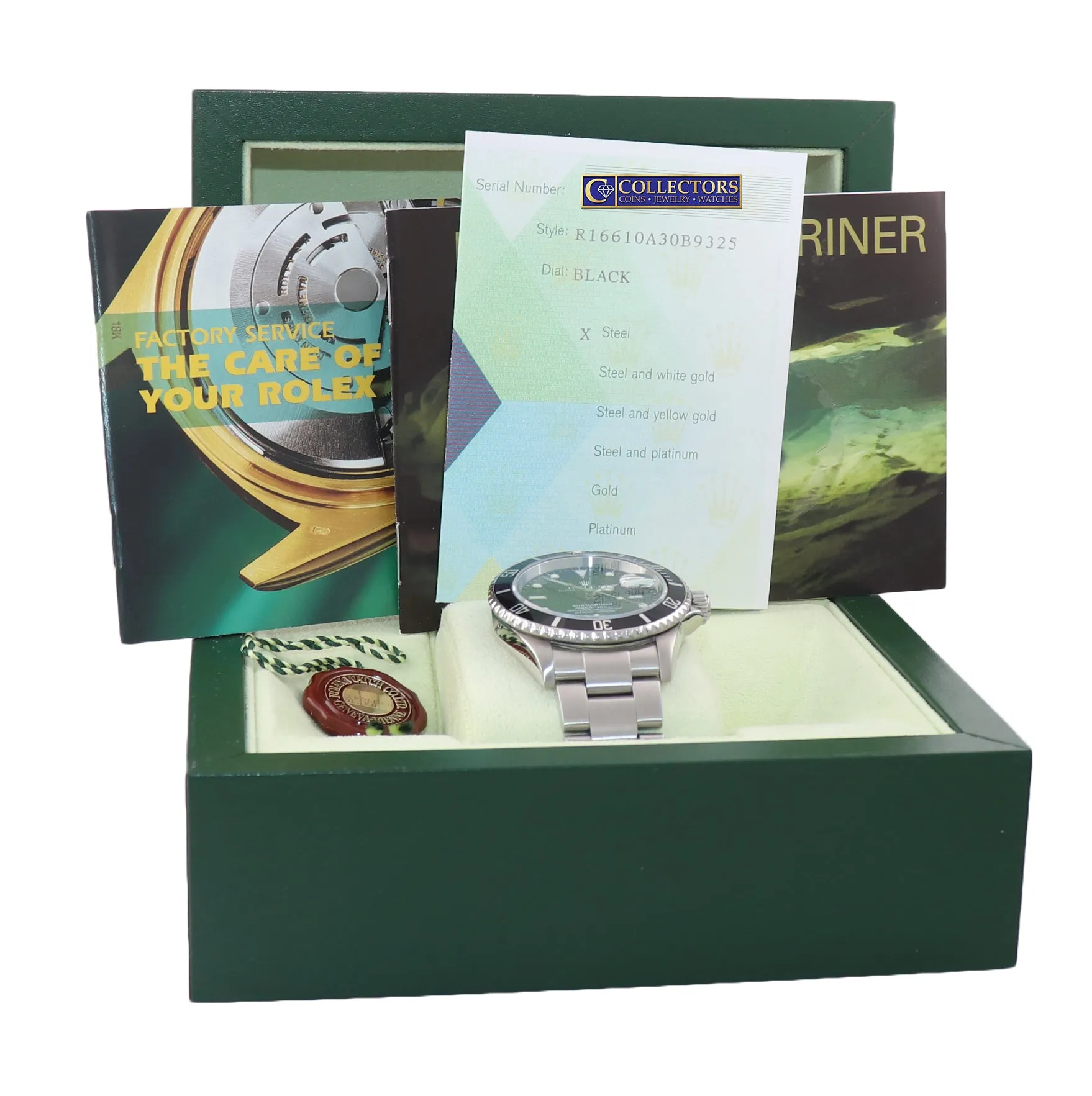 2005 PAPERS MINT Rolex Submariner Date 16610 Steel Black NO HOLES Watch Box