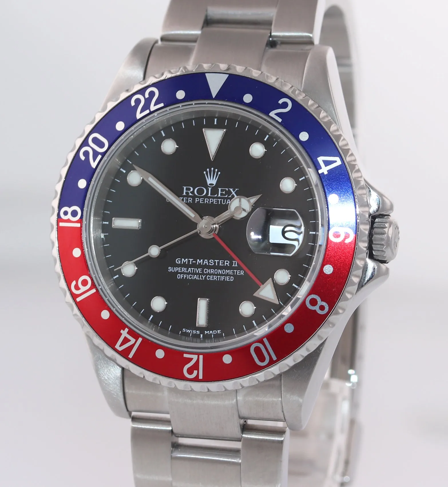 2006 PAPERS PEPSI Rolex GMT-Master II Steel 16710 40mm Blue Red Watch SEL Box