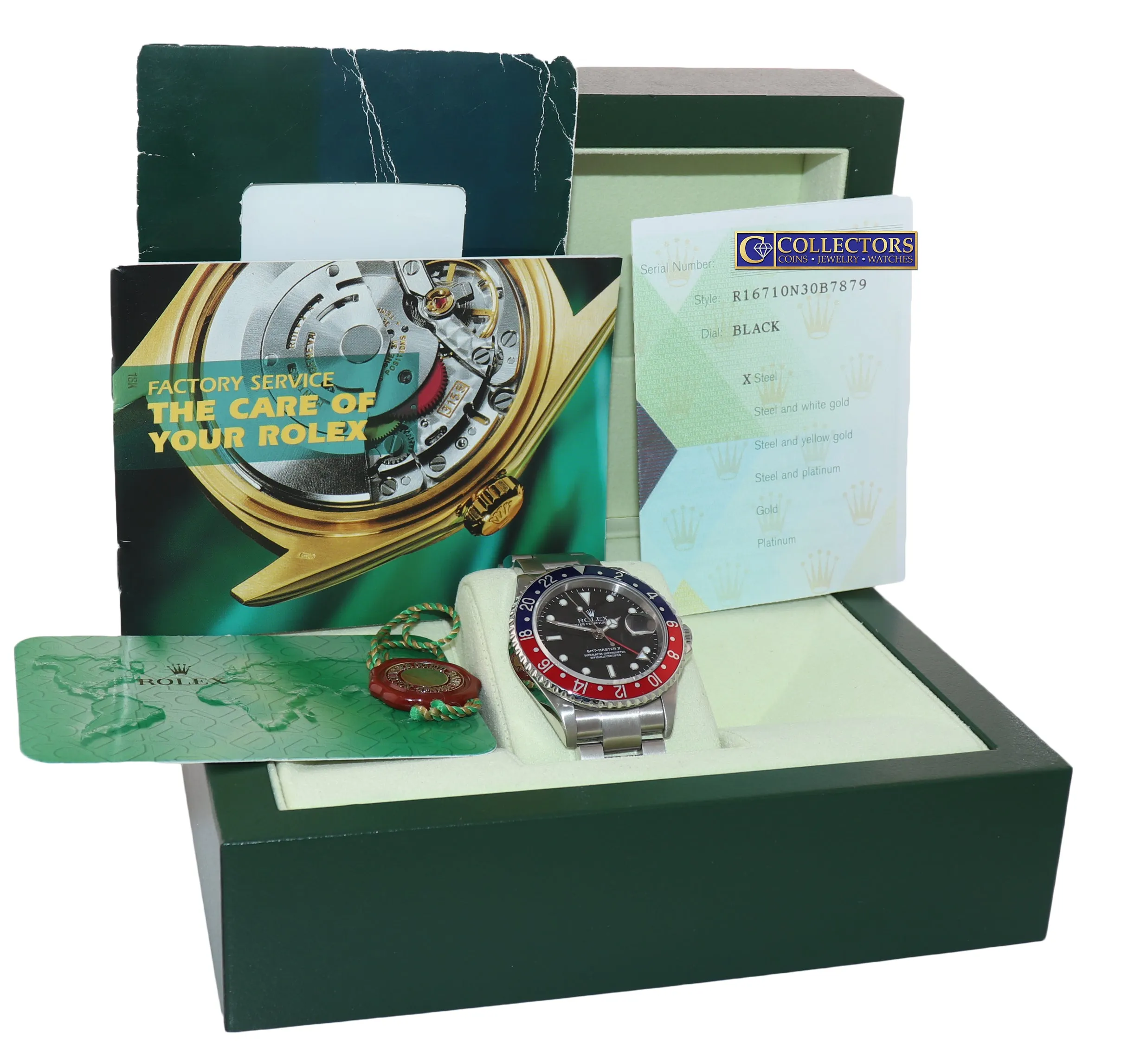 2006 PAPERS PEPSI Rolex GMT-Master II Steel 16710 40mm Blue Red Watch SEL Box