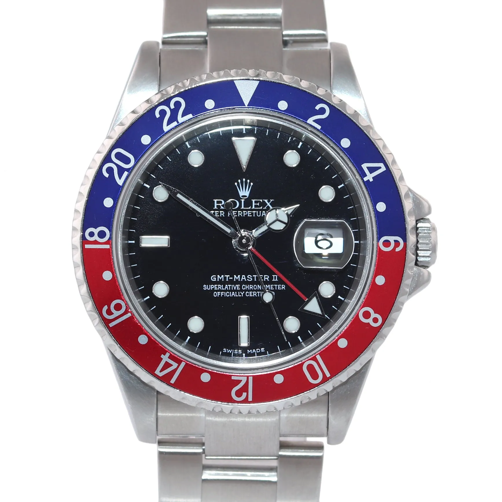 2006 PAPERS PEPSI Rolex GMT-Master II Steel 16710 40mm Blue Red Watch SEL Box