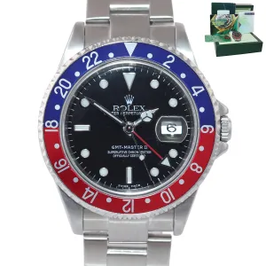 2006 PAPERS PEPSI Rolex GMT-Master II Steel 16710 40mm Blue Red Watch SEL Box