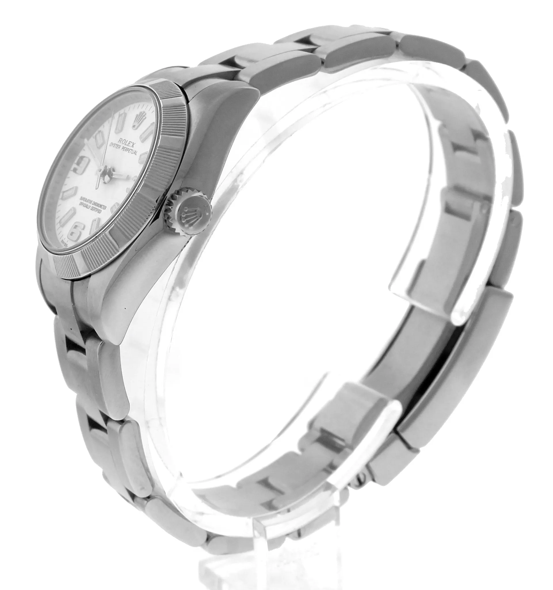 2008 ENGRAVED Ladies Rolex Oyster Perpetual 176210 White 26mm Oyster Watch