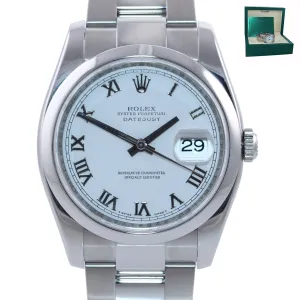 2012 MINT Rolex DateJust White Roman 116200 36mm Oyster Steel  Modern Watch Box