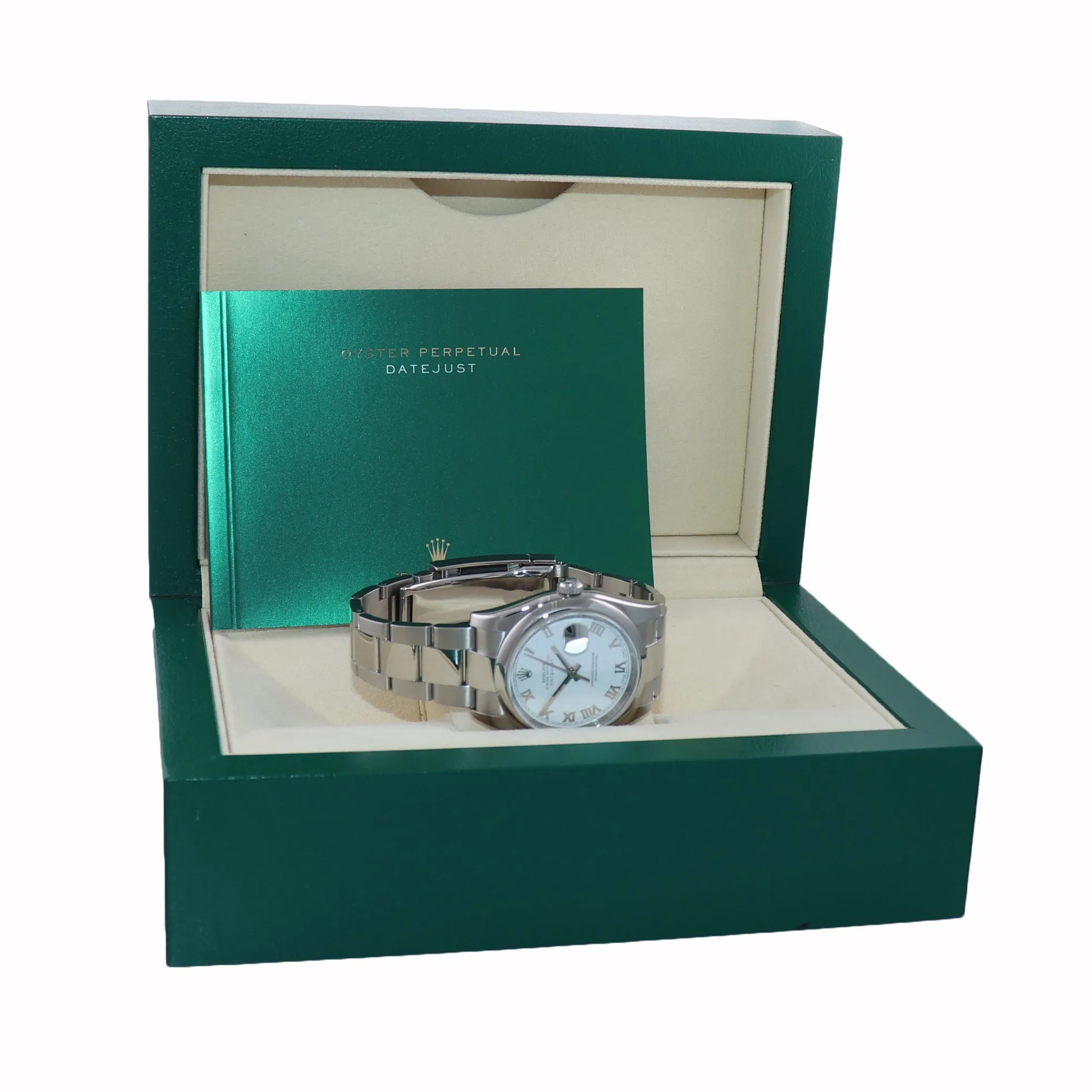 2012 MINT Rolex DateJust White Roman 116200 36mm Oyster Steel  Modern Watch Box
