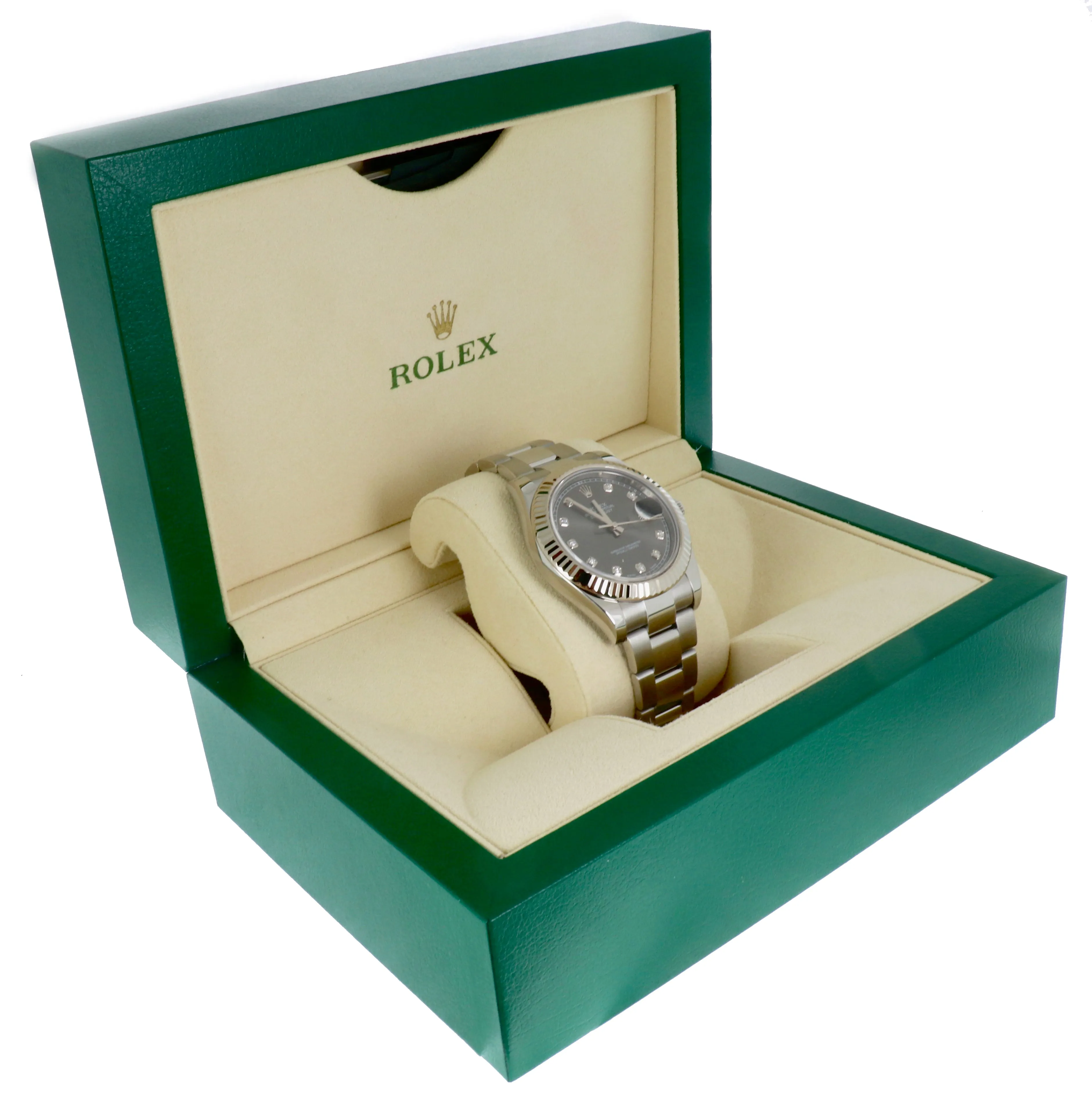 2015 PAPERS Rolex Datejust 2 41MM Grey Rhodium Diamond 116334 18K White Gold