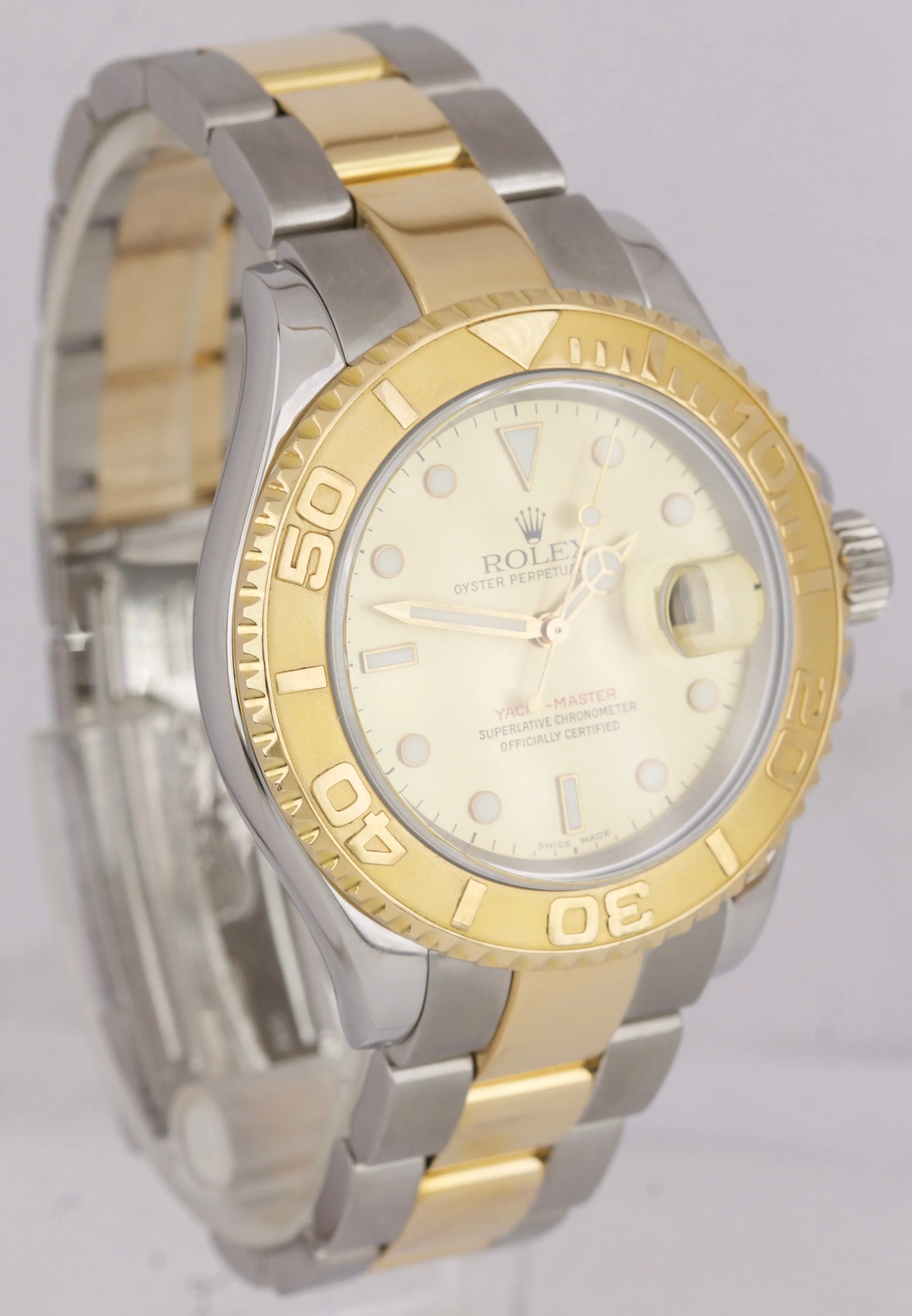 2015 SERVICE Rolex Yacht-Master Two-Tone Gold Steel Champagne 40mm Watch 16623