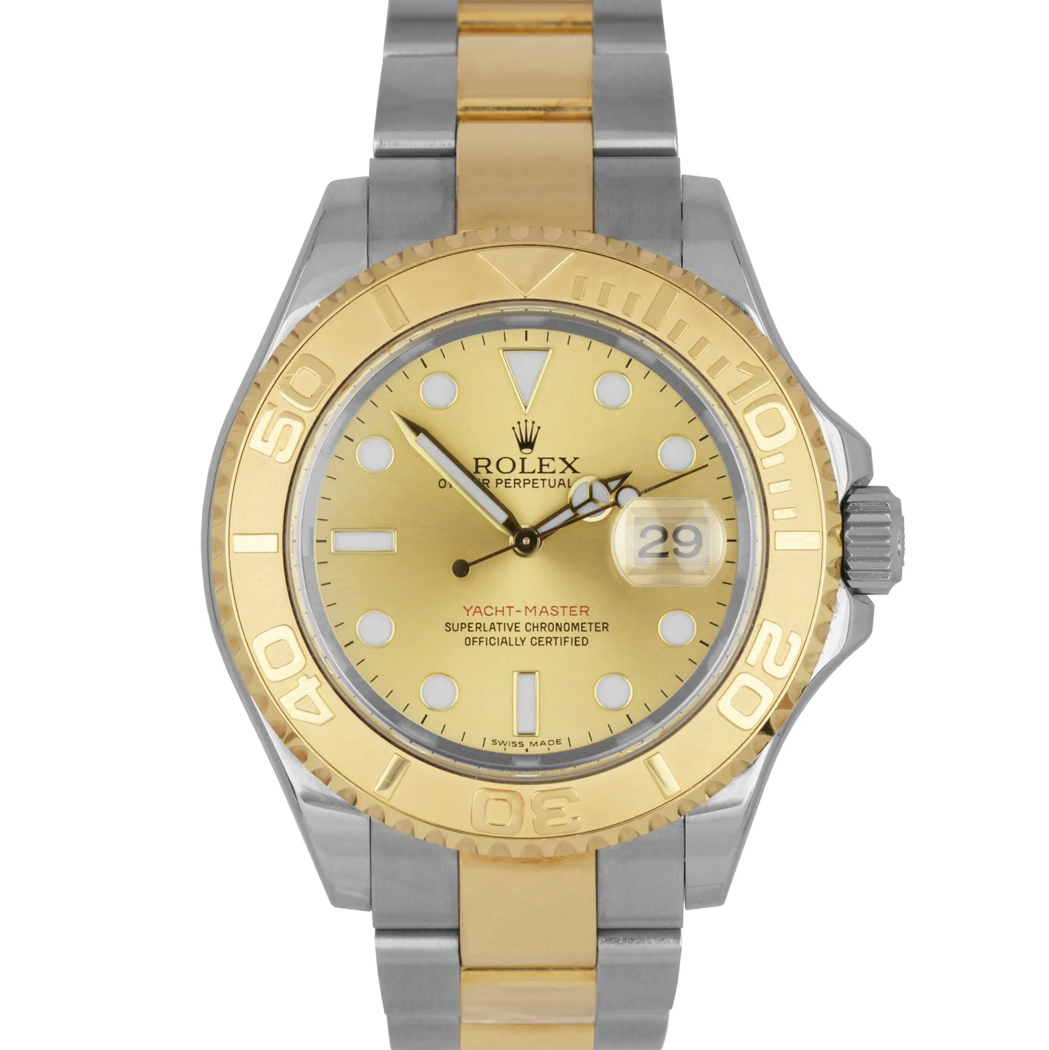 2015 SERVICE Rolex Yacht-Master Two-Tone Gold Steel Champagne 40mm Watch 16623
