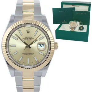 2016 MINT Rolex Datejust 2 Champagne Stick 116333 Two-Tone Gold Fluted Watch Box