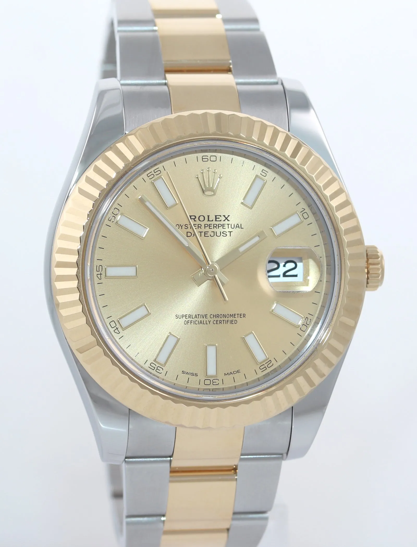 2016 MINT Rolex Datejust 2 Champagne Stick 116333 Two-Tone Gold Fluted Watch Box