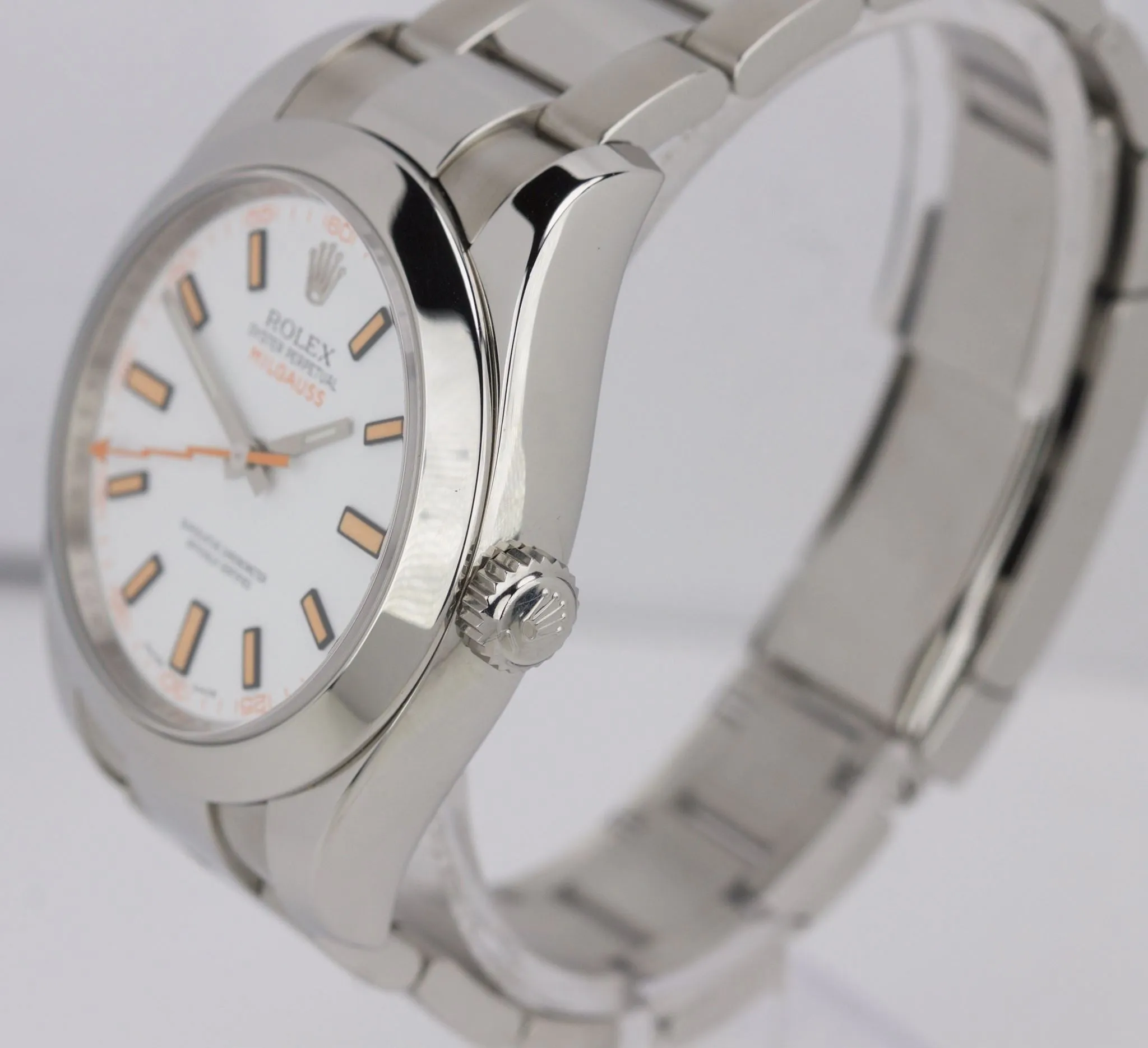 2016 Rolex Milgauss 116400 White Anti-Magnetic Stainless Steel Oyster 40mm Watch