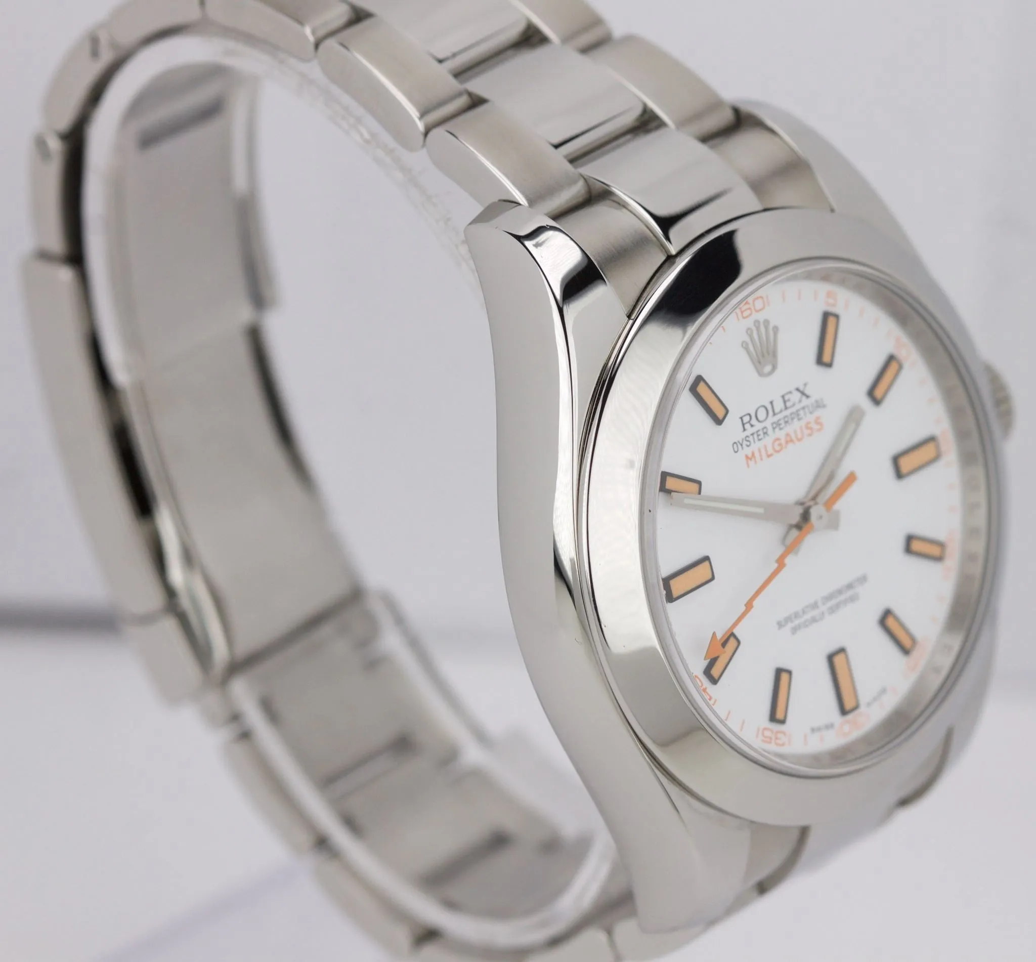 2016 Rolex Milgauss 116400 White Anti-Magnetic Stainless Steel Oyster 40mm Watch