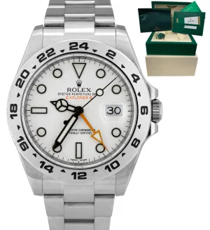 2018 FULL SET Rolex Explorer II 42mm 216570 White Orange Steel GMT Date Watch