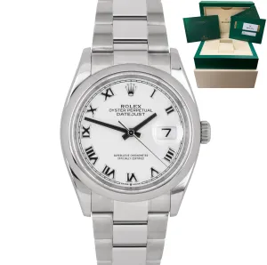 2019 MINT Rolex DateJust 126200 36mm White Roman Stainless Steel Oyster Watch