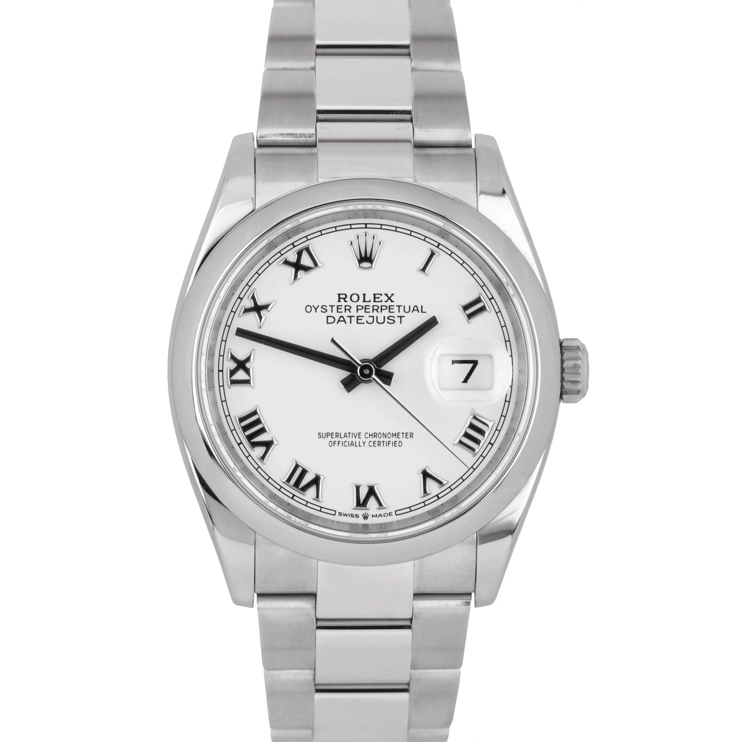 2019 MINT Rolex DateJust 126200 36mm White Roman Stainless Steel Oyster Watch